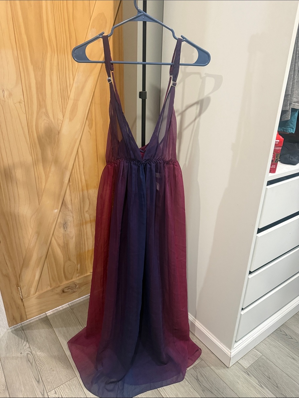 Valerie Stevens Burgundy to Navy Sheer Ombre Maxi Slip